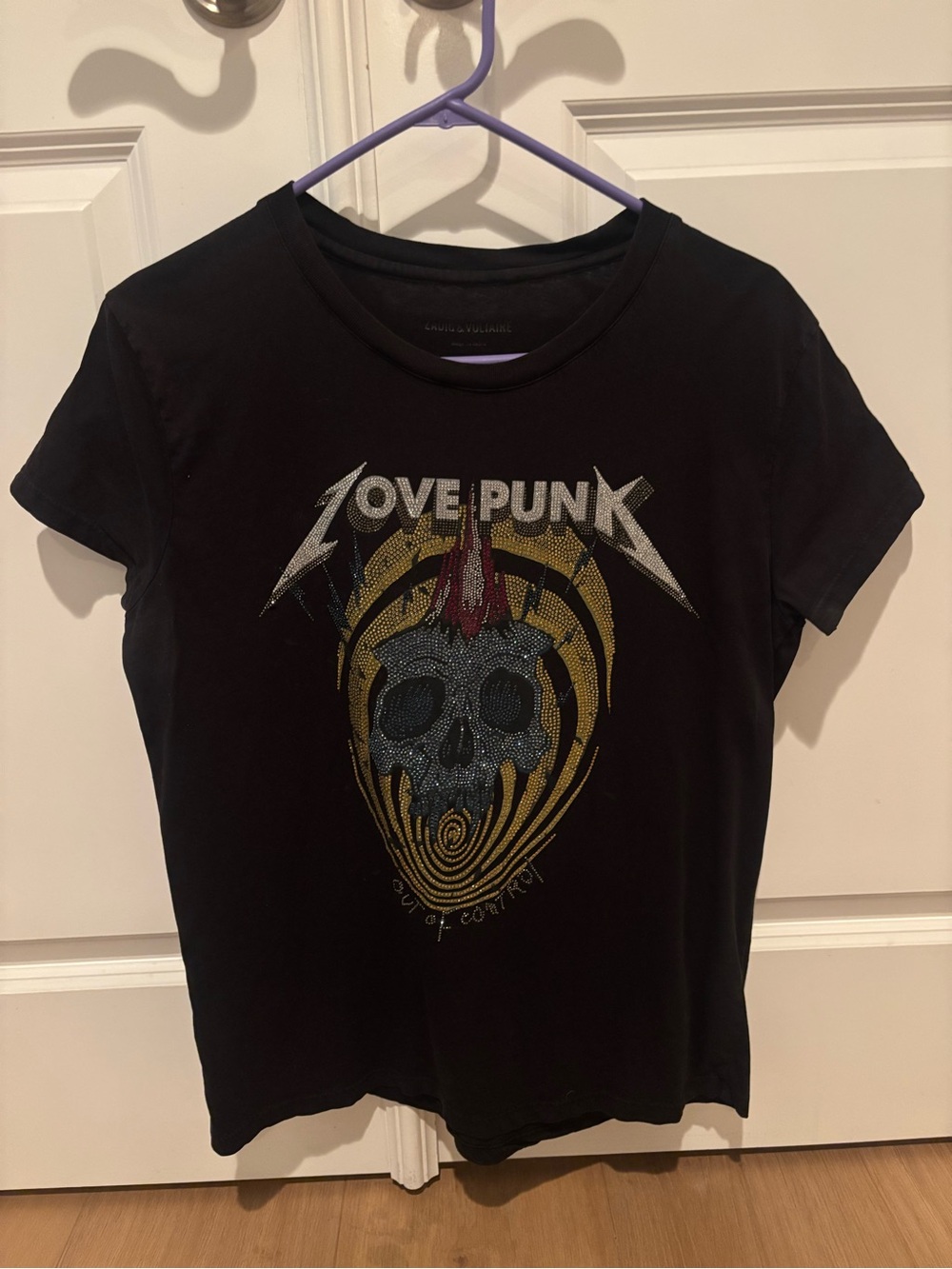 Zadig & Voltaire 'Love Punk' Rhinestone Skull Tee